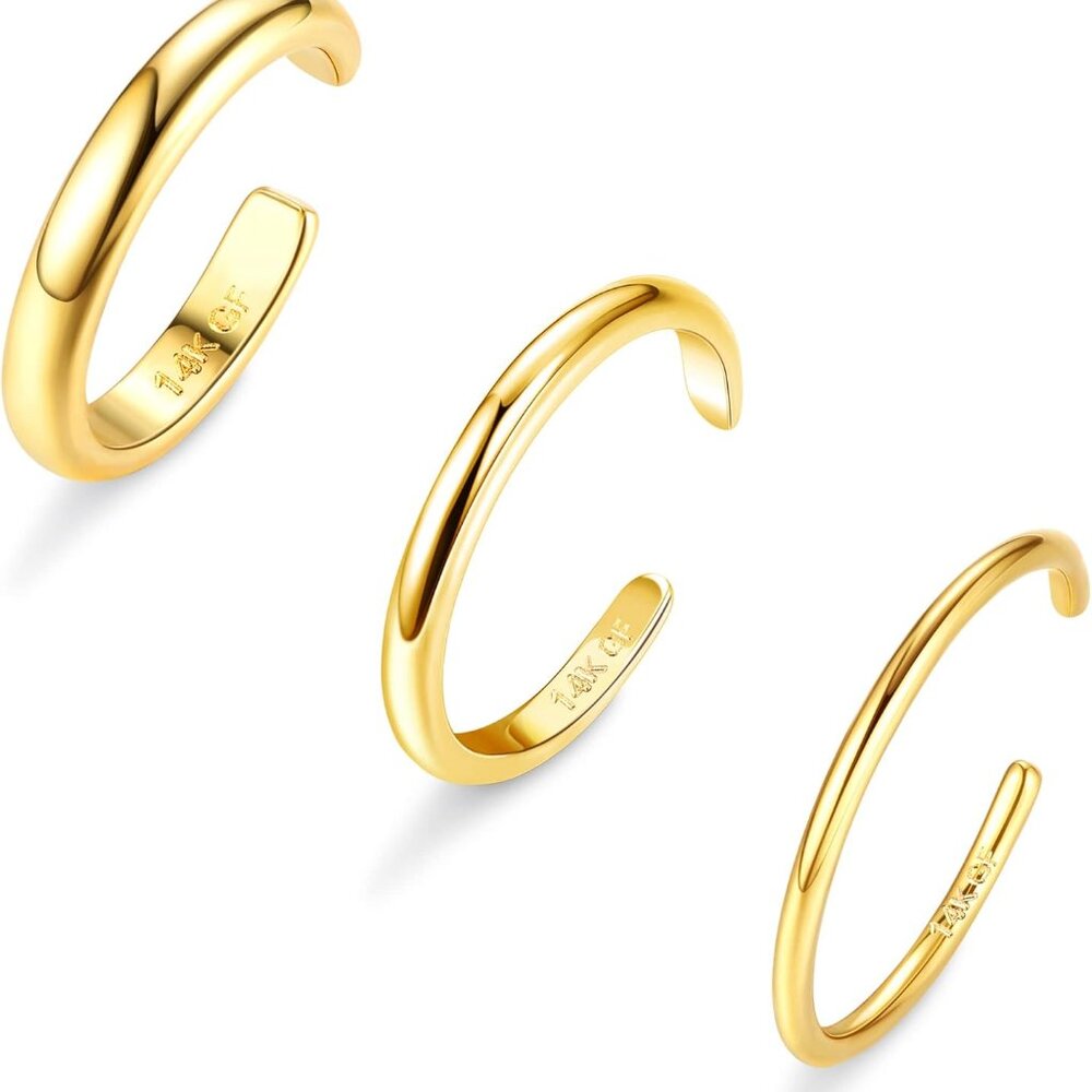 Toe Rings For Women Gold Trendy 14k Gold Filled Toe Rings Set Thin Band Beach Fo